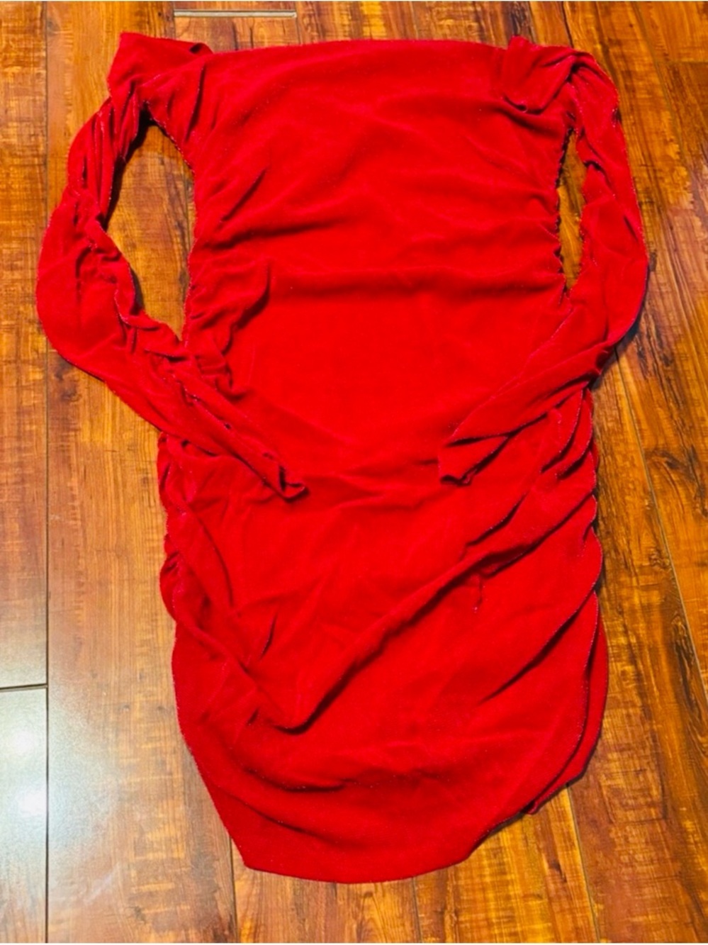 Long Sleeve Red Bodycon Midi Dress - Sleek Stretch Fit